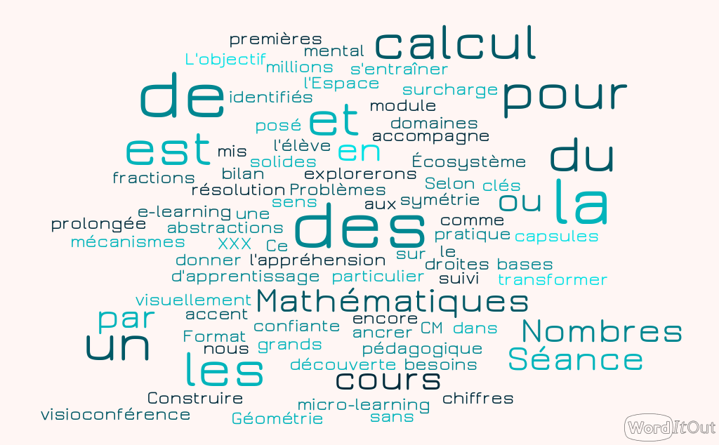 Cours de Sciences Mathématiques – Niveau (France : CM1), (Belgique : 4ème Primaire), (Suisse romande : 6P), (Québec : 4ème année) – Visioconférence & E-learning